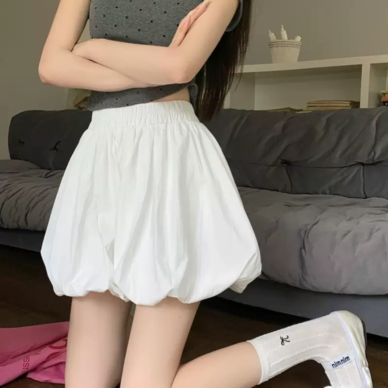 Summer trousers, skirt, universal fitted flashlight, shorts, cloud, plus size, high waist, A-line
