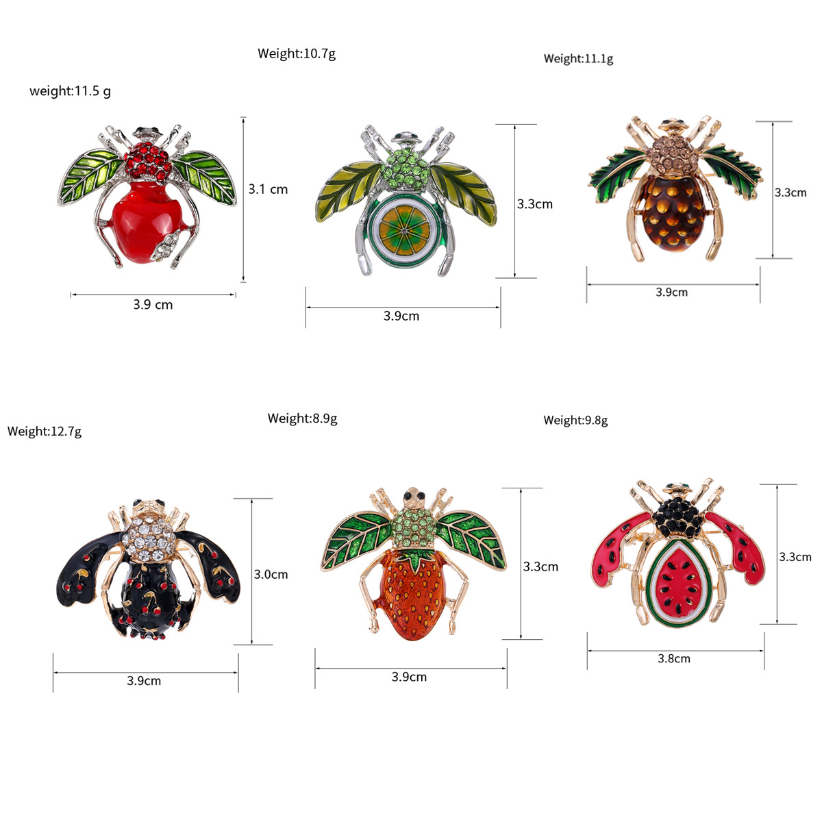 Cute Insect Alloy Enamel Plating Inlay Rhinestones Unisex Brooches display picture 1