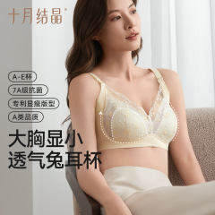 10月 クリスタルフラワー うさ耳カップ 授乳ブラ 大きい胸 小さいブラ 7A 抗菌 クラスA マタニティ 春夏