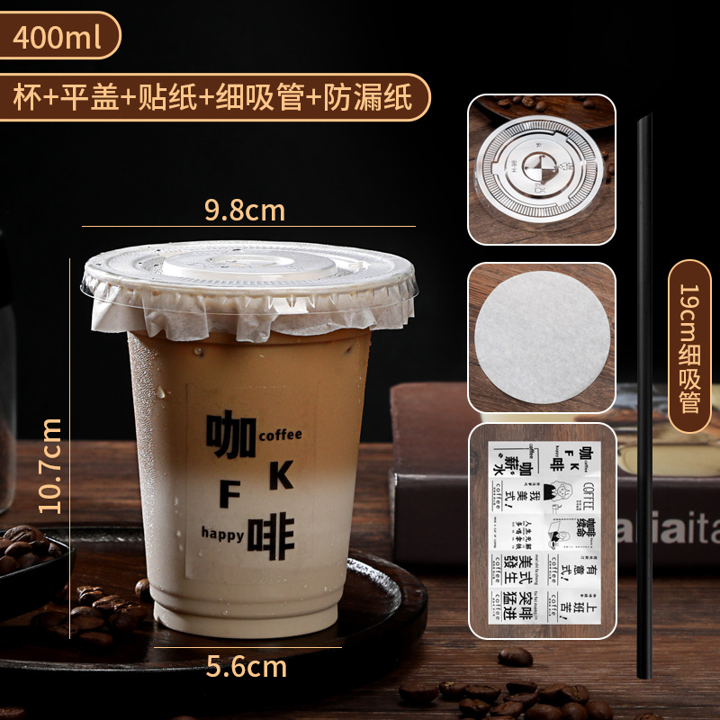 Vasos desechables transparentes con tapa y pajita para bebidas