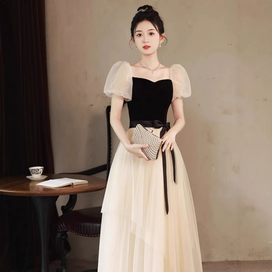 Элегантное вечернее платье для женщин 2025 года, новый банкетный дизайн, нишевая доступная роскошь для студенток старших курсов, художественных экзаменов, взрослых церемоний.