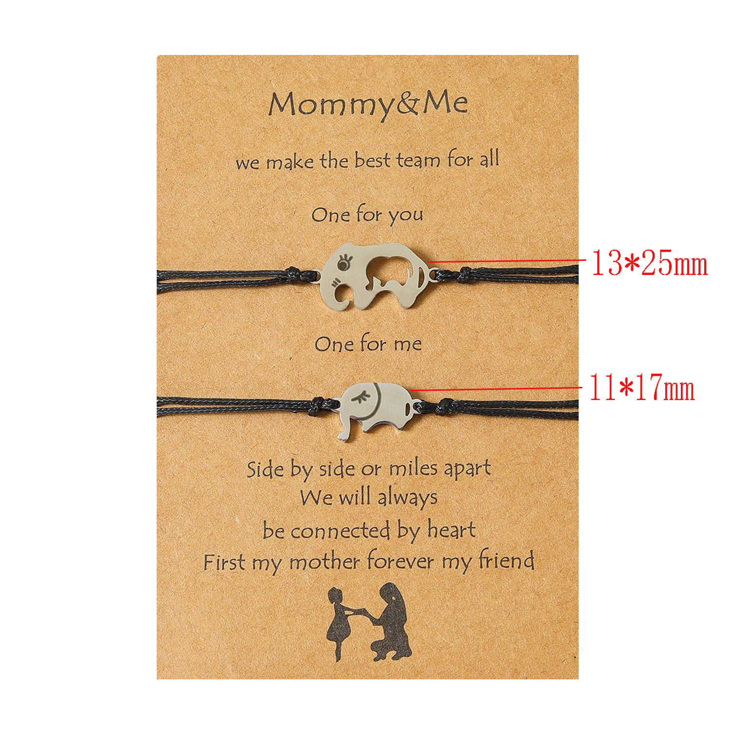 New Mother's Day Creative Stainless Steel Hollow Elephant Wax Rope Braided Bracelet display picture 1