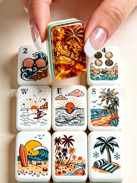 (In-Stock Direct Shipment) Deluxe Version West Coast Themed American-Style Mahjong with Acrylic Inner Printing and Laser Engraving Process