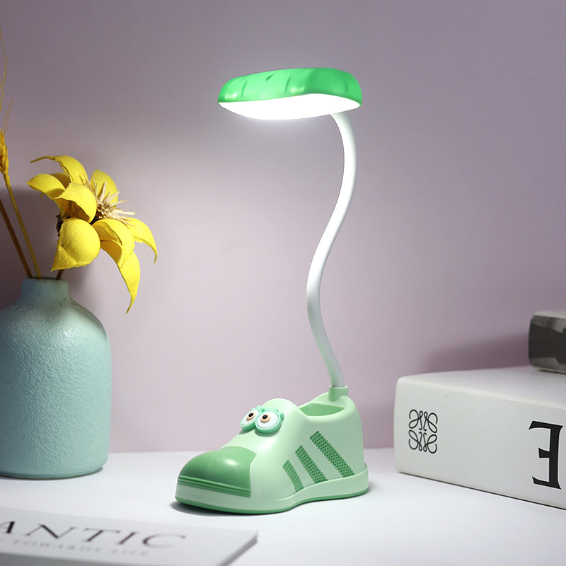 Lámpara de Mesa USB con Forma de Zapato, Recargable USB, con Soporte para Celular, para Dormitorio y Escritorio