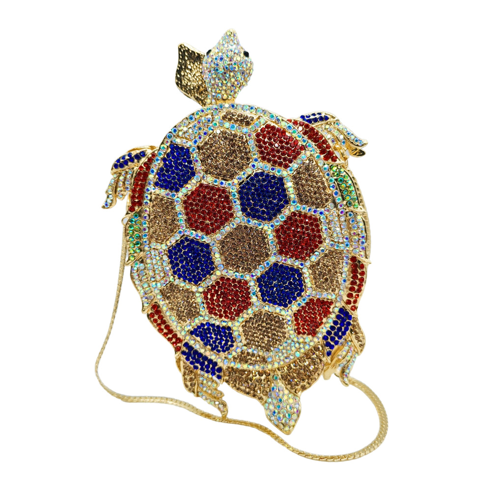 Bolsa de cristal de tortuga transfronteriza, bolsa de diamante, bolsa de banquete de fiesta, bolsa de mano, bolsa de diamante de lujo ligera