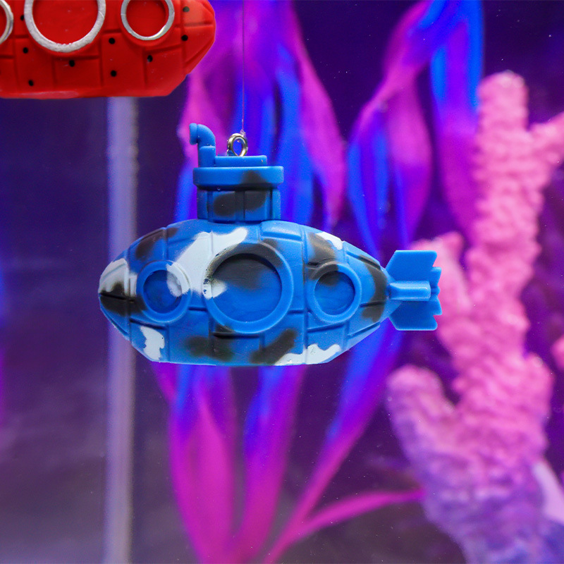 Mini submarino flotante, decoración de la pecera, buzo, gordo azul, observación de la pecera, mundo submarino