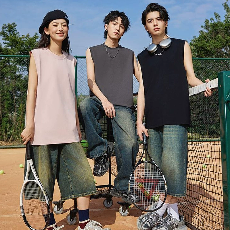 Базовый жилет без рукавов Американский тяжелый прилив летом