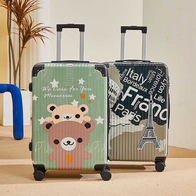 Cartoon Painted Suitcase 28inch Large Capacity Sturdy and Durable Male Student Dormitory Suitcase with Universal Wheels and Password Lock for Travel