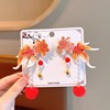 Children's red festive hair accessory, hairgrip, Hanfu, with embroidery