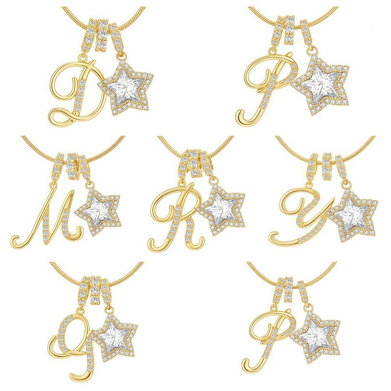 Dopamine Star Girl Cross-Border Independent Site Tk Hot-Selling 26-Letter Necklace Stainless Steel Chain 22K