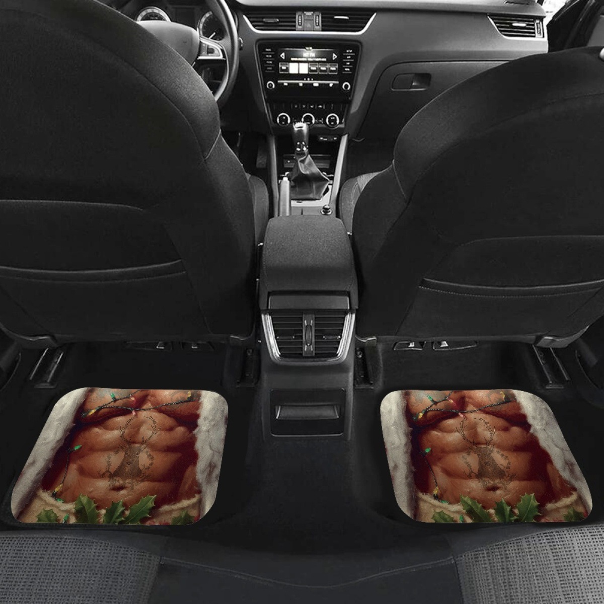 Cross-border car floor mats, 4-piece set, with Christmas-themed designs, custom-made with thick-knit fabric, for car interior decoration