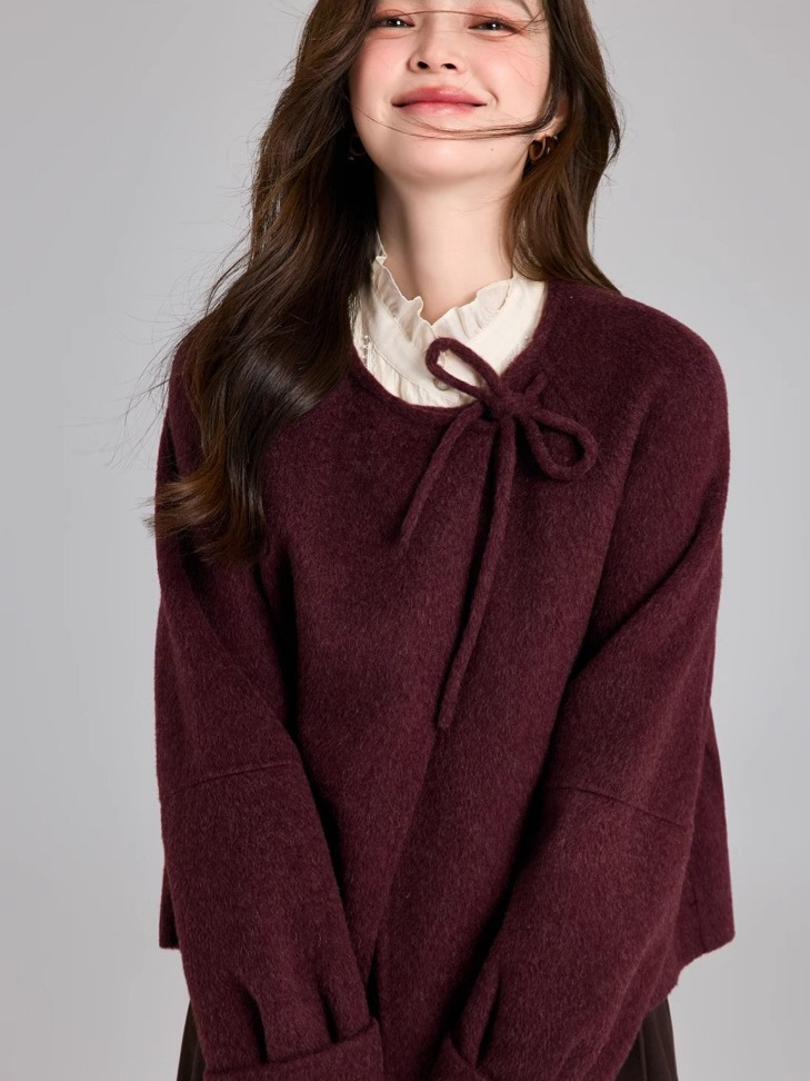 Abrigo de Lana Corto Estilo Elegante de Lana para Otoño e Invierno
