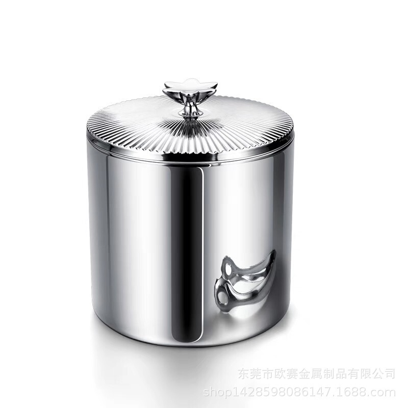 Light Luxury Stainless Steel Ice Bucket Light Luxury Double Layer Ice Storage Bucket Creative Champagne Bucket Red Wine Ice Ice Bucket High Commercial