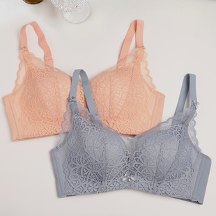 Small chest push-up underwear women's thin sexy lace wireless breast contracting anti-sagging big chest slimming bra women