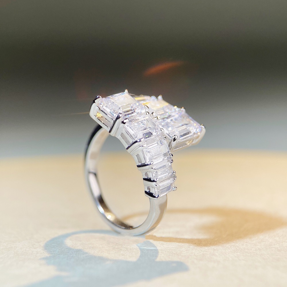 Fashion Geometric Sterling Silver Inlay Zircon Open Ring 1 Piece