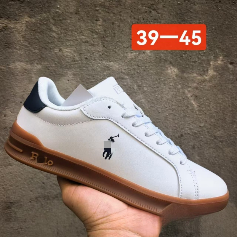 European Luxury Casual Low-Top Trendy Men's Shoes with a High-End Feel, Ralph Lauren Leather Light Luxury Export Sneakers