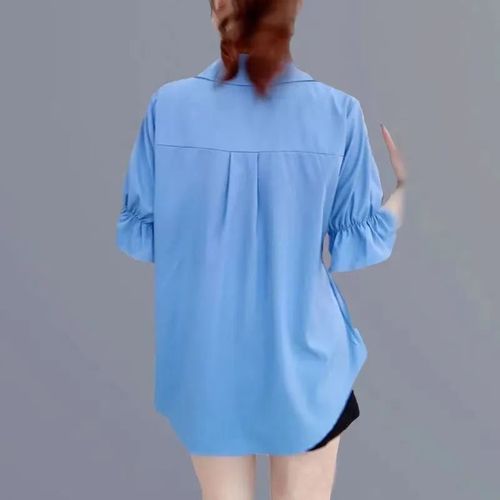 2025 Women's Fitted Waist Blouse Summer Loose Korean Version Youthful and Elegant Top Design Sense Minority Fashion Shirt