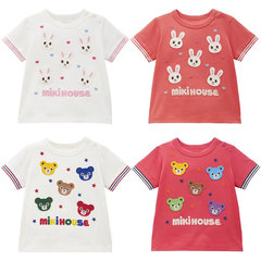 miki童裝 夏季新款男女兒童卡通五熊五兔字母刺繡短袖T恤上衣