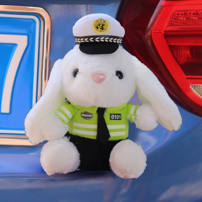 Car hanging police bear doll cute - green-clothes-traffic-police-small-cartoon-free