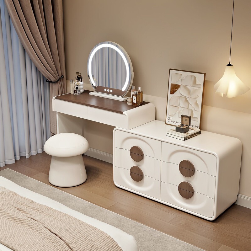 2026 New Cream-Style Dressing Table Bedroom Modern Minimalist Storage Cabinet Integrated Smart Makeup Table 2026 New Cream-Style Dressing Table Bedroom Modern Minimalist Storage Cabinet Integrated Smart Makeup Table