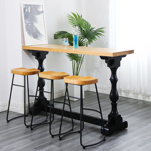 Creative Solid Wood Small Bar Table for Home Use Against the Wall, Long Strip Table for Living Room Sofa Side, Small Bar Partition, High-Legged Table and Chairs