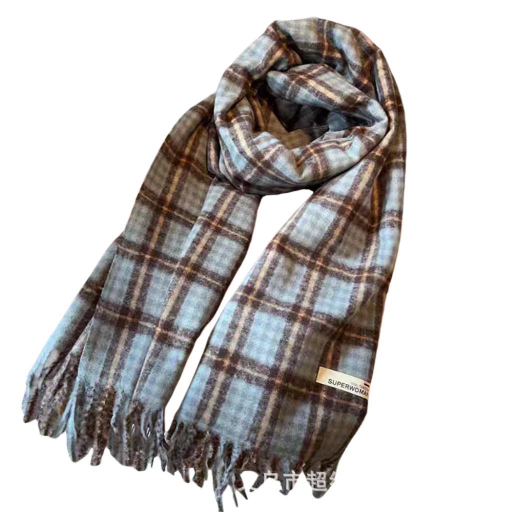 Invierno nuevo bufandas a cuadros de cachemira suave pegajosa flange collar retro grueso calentamiento al por mayor