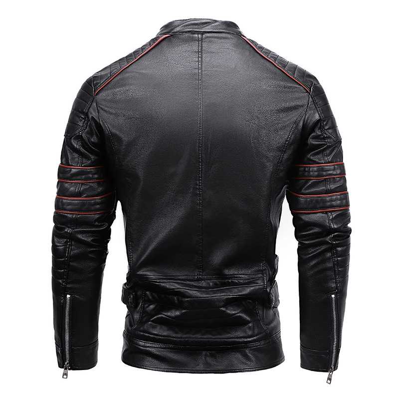 Giacca in pelle da uomo con cerniera e cappuccio, casual, marrone, con colletto alto, in peluche, per ragazzi e ragazze_voghion.com