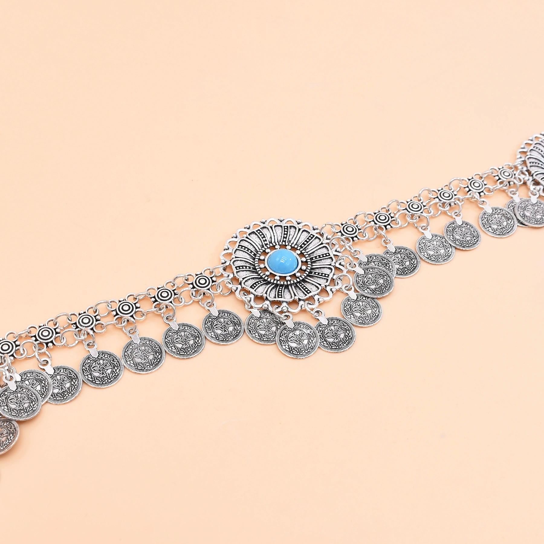 Этническая hair accessory, металлические бирюзовые монеты, валюта, повязка на голову для фотосессий, этнический стиль