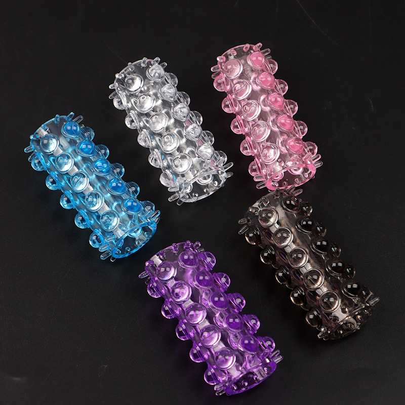 TPE Caterpillar Beaded Penis Ring, Blue Stretchy Locking Ring for Men — detail image 8