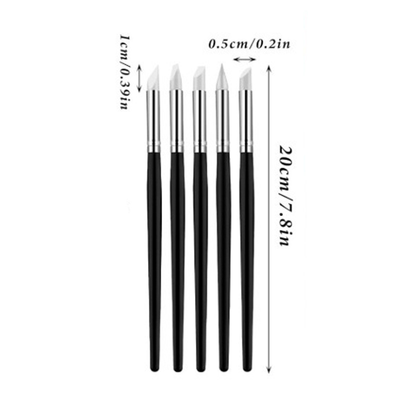 Juego de 5 bolígrafos de doble punta de madera para puntuar y marcar Herramientas para uñas Venta al por mayor de fábrica