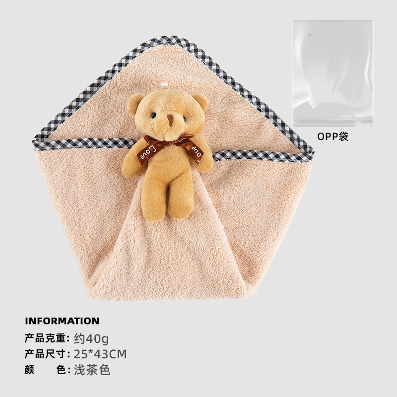 Oso creativo toalla de mano cocina engrosada absorbente colgando toalla de mano Toalla de terciopelo de coral toalla de mano al por mayor