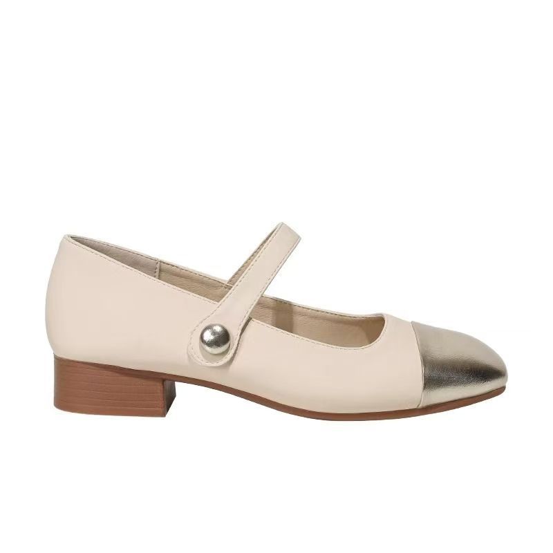 2026 verano y otoño nuevo estilo pequeño viento francés zapatos de tacón único grueso de estilo retrógrado zapatos de tacón bajo de boca baja versátil Mary Jane zapatos