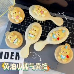エアクッションコームかわいいクマエアバッグコームソフトかわいいガーリーハートポータブル女の子理髪コームミニコーム