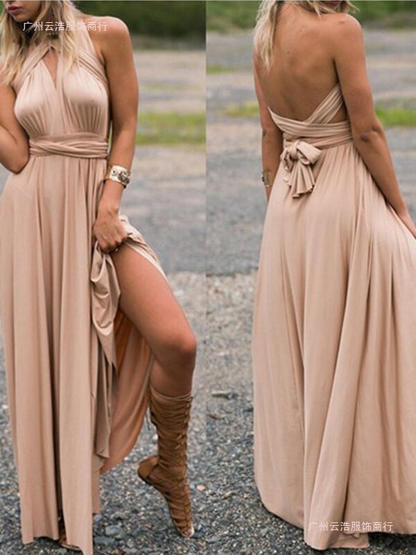 European and American Popular Style Multi-Wear Cross-Strap Backless Bandage Dress Long Gown European and American Popular Style Multi-Wear Cross-Strap Backless Bandage Dress Long Gown