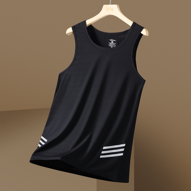 L - 8X chaleco de hielo extra grande chaleco de verano hombre camiseta de moda sin mangas camiseta deportiva suelta hombro correr ropa seca rápida