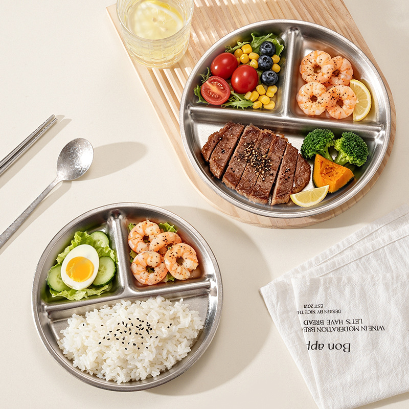 Pure titanium meal plates, designed for adults, for fitness and weight loss, suitable for portioning meals at home, for serving prepared dishes, nuts, and snacks, and for use in cafeterias; shallow plates