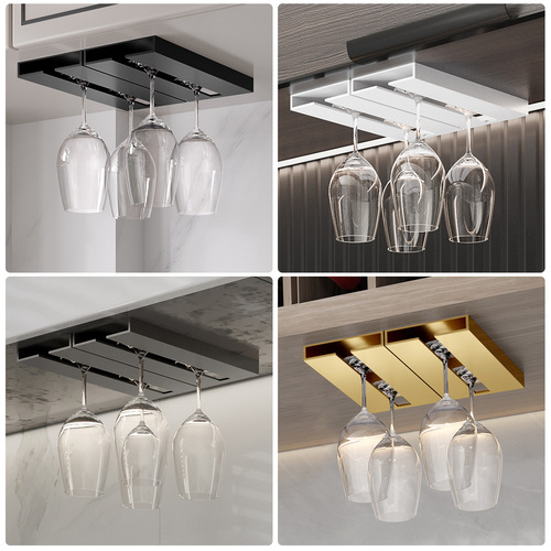 Hole-free Space Aluminum Red Wine Glass Rack, Gold Glass Wine Glass Rack, Bar Inverted Suspension High-Heeled Glass Cup Drain Rack