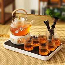 耐熱玻璃花茶壺帶過濾保溫電陶爐煮茶器下午茶具套裝加熱蠟燭底座