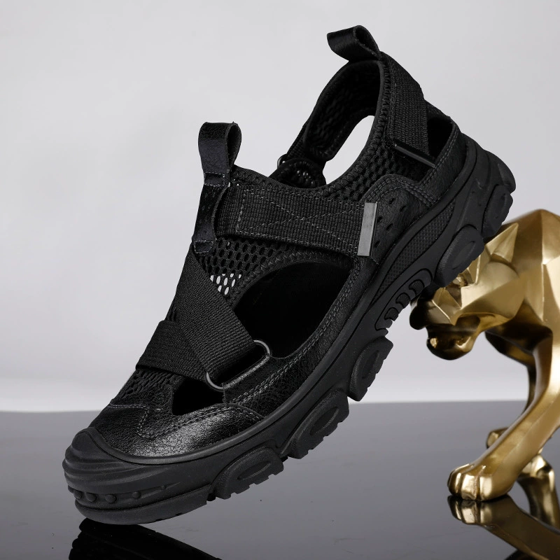 3127 Мужская обувь спортивные сандалии вьетнамская обувь Летняя Повседневная модная пляжная обувь лента с закрытым носком без шнуровки на липучке для улицы