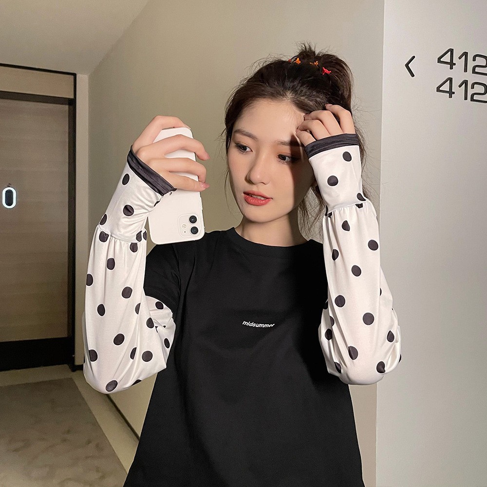 Summer loose UV protection sleeve cover for women outdoor anti-ultraviolet gloves, ice silk cool arm guard, long sleeve cycling arm sleeves