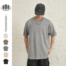SpaceHunter国潮设计感针织TEE高级潮牌T恤男士宽松短袖上衣T006