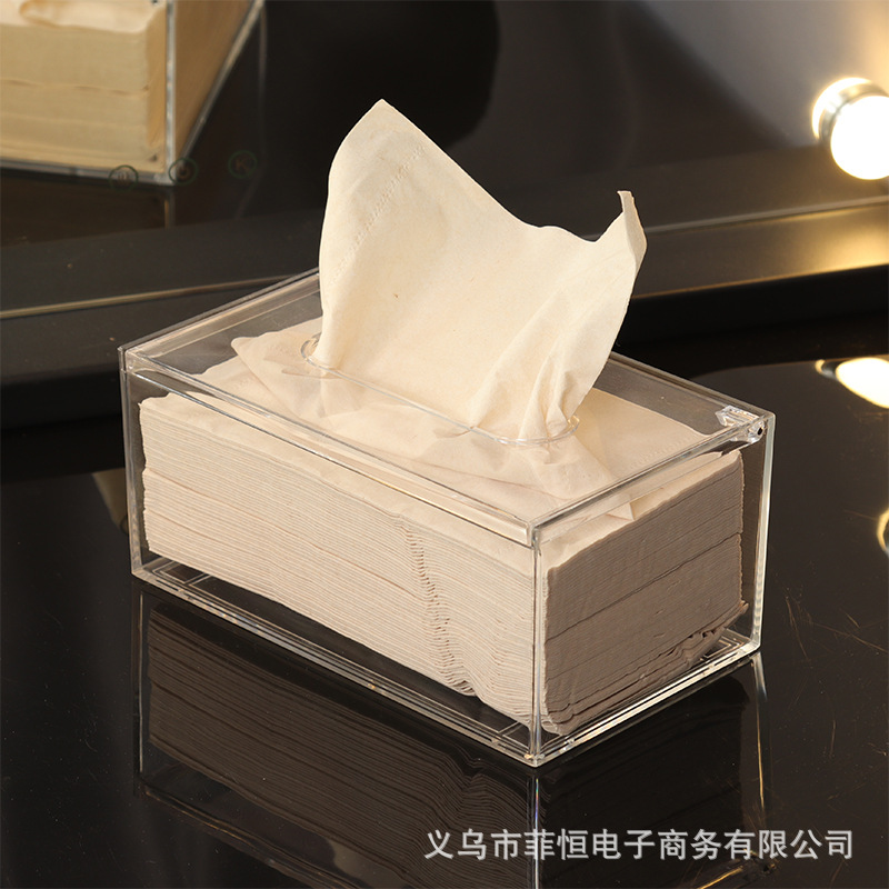Caja de pañuelos de acrílico transparente caja de pañuelos creativa Europea clamshell caja de pañuelos de coche en stock al por mayor