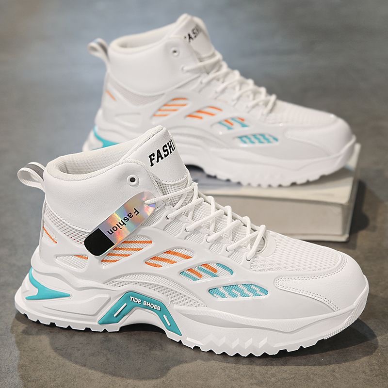 Spring Men's Shoes New Breathable High-top Shoes Men's Trendy All-match Thick Bottom Mesh sneaker Casual Shoes for Torre Men