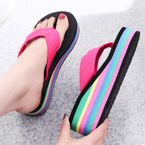 Women's Summer Thick-Soled Flip-Flops with Toe Post | Fashionable, Non-Slip Beach Sandals for Outdoor Wear