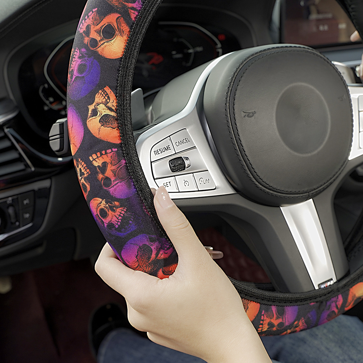 New car steering wheel cover skull printing without inner ring four seasons universal cross-border explosion car handle cover wholesale