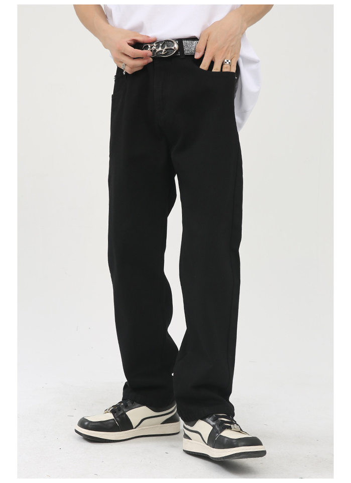 Quần jean nam ống thẳng lửng 9 tấc cạp vừa phong cách Hàn Quốc — Màu xám, Màu đen, Xanh denim, Xanh lam đậm chi tiết 5