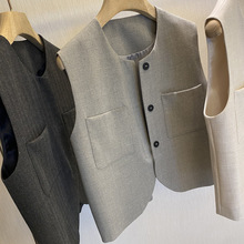 绝！！搭什么look都是正经的TH~~爆通勤宽松圆领无袖西装马甲女春