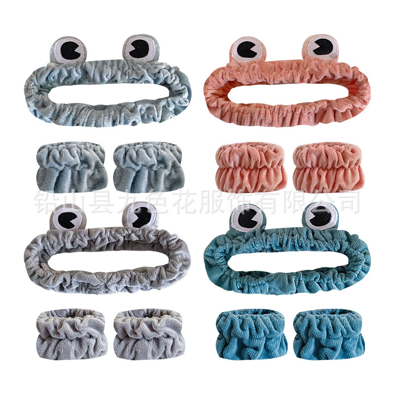 Europa y Estados Unidos de dibujos animados transfronterizos ranas correa de cabello de muñeca conjunto de máscaras faciales para mujeres lavar el cabello banda de cabello comercio electrónico creativo nuevo accesorio para el cabello