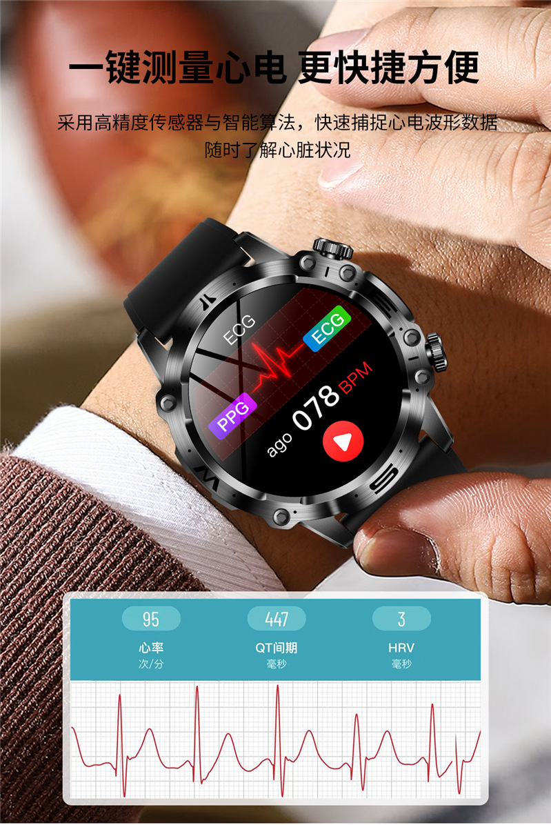2024 Cross-border New ET482 smartwatch AMOLDE high-definition non-invasive blood glucose, body temperature and blood pressure Outdoor Sports undefined