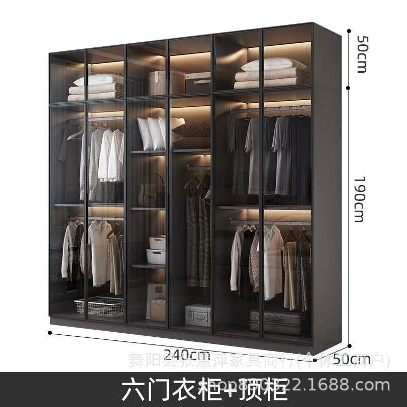 玻璃门衣柜家用卧室小户型收纳储物柜新款衣帽间组合主卧衣柜衣橱|undefined